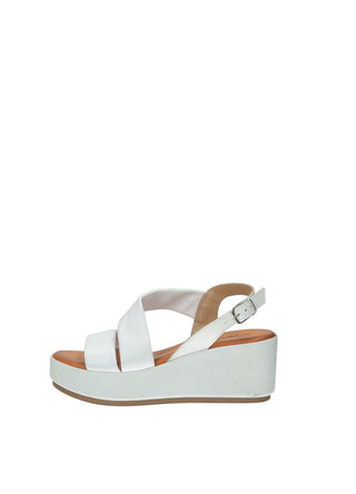 Sandali Donna Vera Pelle Zeppa Alta White