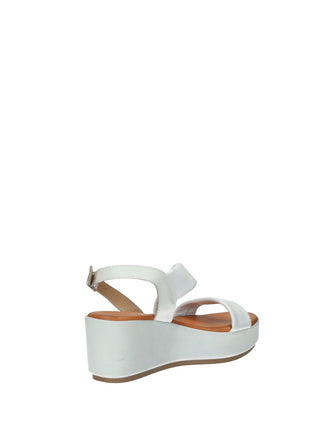Sandali Donna Vera Pelle Zeppa Alta White