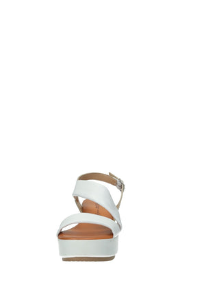Sandali Donna Vera Pelle Zeppa Alta White