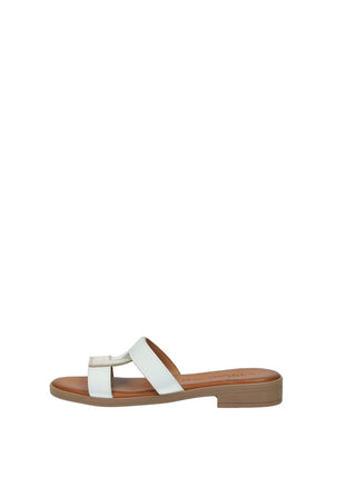 Sandali Donna Vera Pelle Suola Gomma White/Platinum