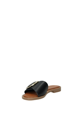 Sandali Donna Vera Pelle Suola Gomma Black / Brown
