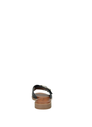 Sandali Donna Vera Pelle Suola Gomma Black / Brown