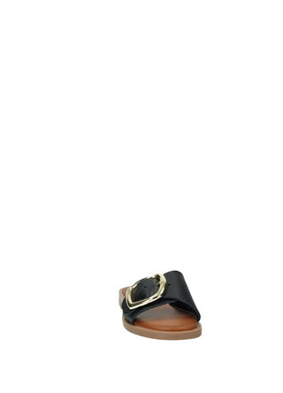 Sandali Donna Vera Pelle Suola Gomma Black / Brown