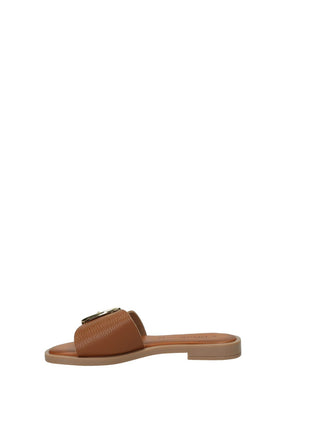Sandali Donna Vera Pelle Suola Gomma Black / Brown