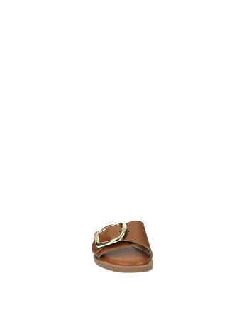 Sandali Donna Vera Pelle Suola Gomma Black / Brown