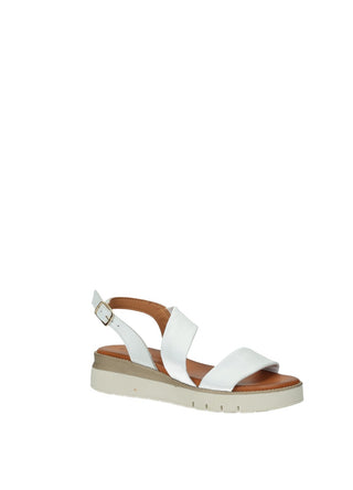 Sandali Donna Vera Pelle Zeppa Media Brown / White