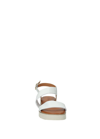 Sandali Donna Vera Pelle Zeppa Media Brown / White