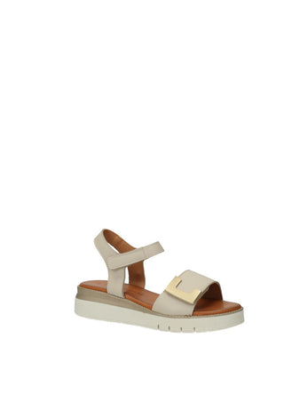 Sandali Donna Vera Pelle Zeppa Media Beige