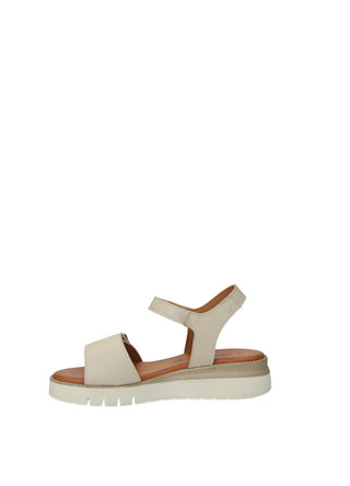 Sandali Donna Vera Pelle Zeppa Media Beige