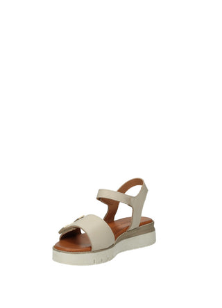 Sandali Donna Vera Pelle Zeppa Media Beige