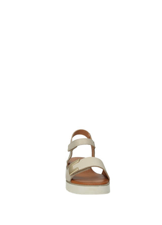 Sandali Donna Vera Pelle Zeppa Media Beige