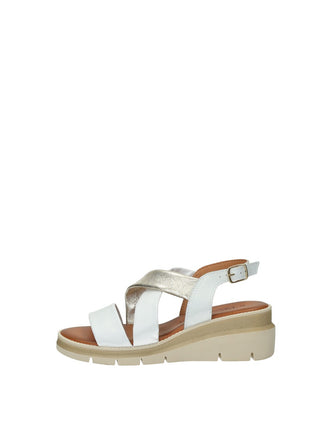 Sandali Donna Vera Pelle Zeppa Media White/Platinum