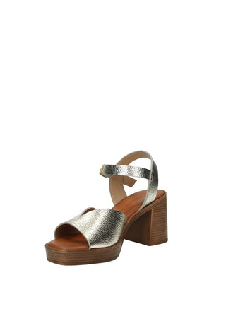 Sandali Donna Vera Pelle Tacco Medio Platinum