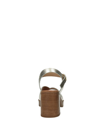 Sandali Donna Vera Pelle Tacco Medio Platinum