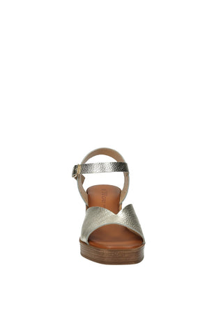 Sandali Donna Vera Pelle Tacco Medio Platinum