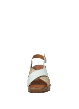 Sandali Donna Vera Pelle Tacco Medio White/Beige