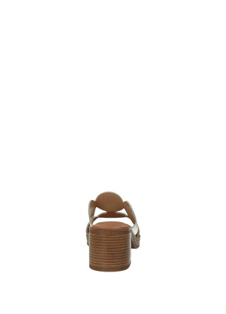 Sandali Donna Vera Pelle Tacco Medio Brown / Platinum