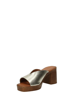 Sandali Donna Vera Pelle Tacco Plateau Platinum Made in Italy