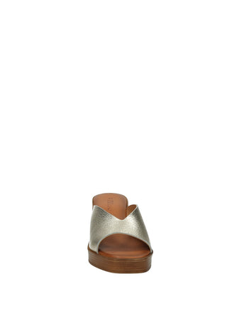 Sandali Donna Vera Pelle Tacco Plateau Platinum Made in Italy