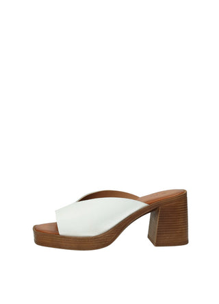 Sandali Donna Vera Pelle Tacco Medio White
