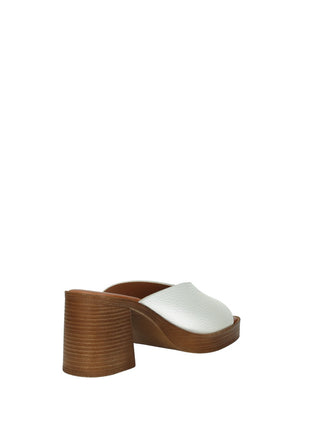 Sandali Donna Vera Pelle Tacco Medio White