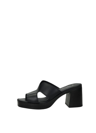 Sandali Donna Vera Pelle Tacco Medio Black / Brown