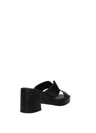 Sandali Donna Vera Pelle Tacco Medio Black / Brown