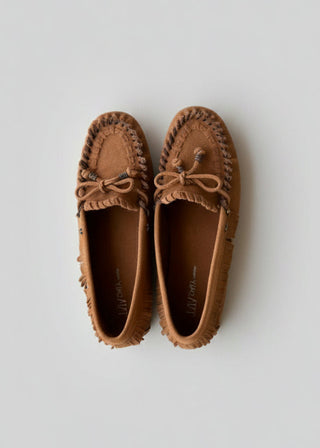 Mocassini Donna in Vero Camoscio Native - Beige e Brown