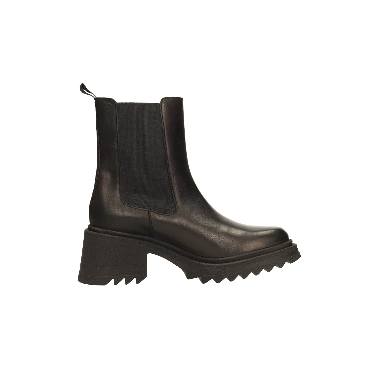 Stivaletti Chelsea Donna In Pelle PU Con Tacco Grosso 11.5 Cm E Plateau 4.5 Cm, Punta Tonda, Fodera In Pelliccia Sintetica, Nero