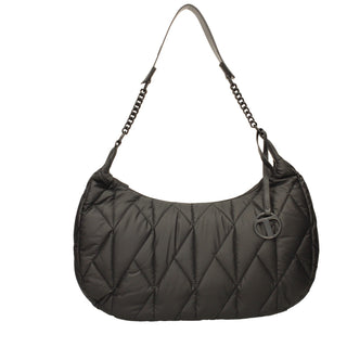 Borsa Hobo in tessuto con pendaglio-Nero-TATA Italia