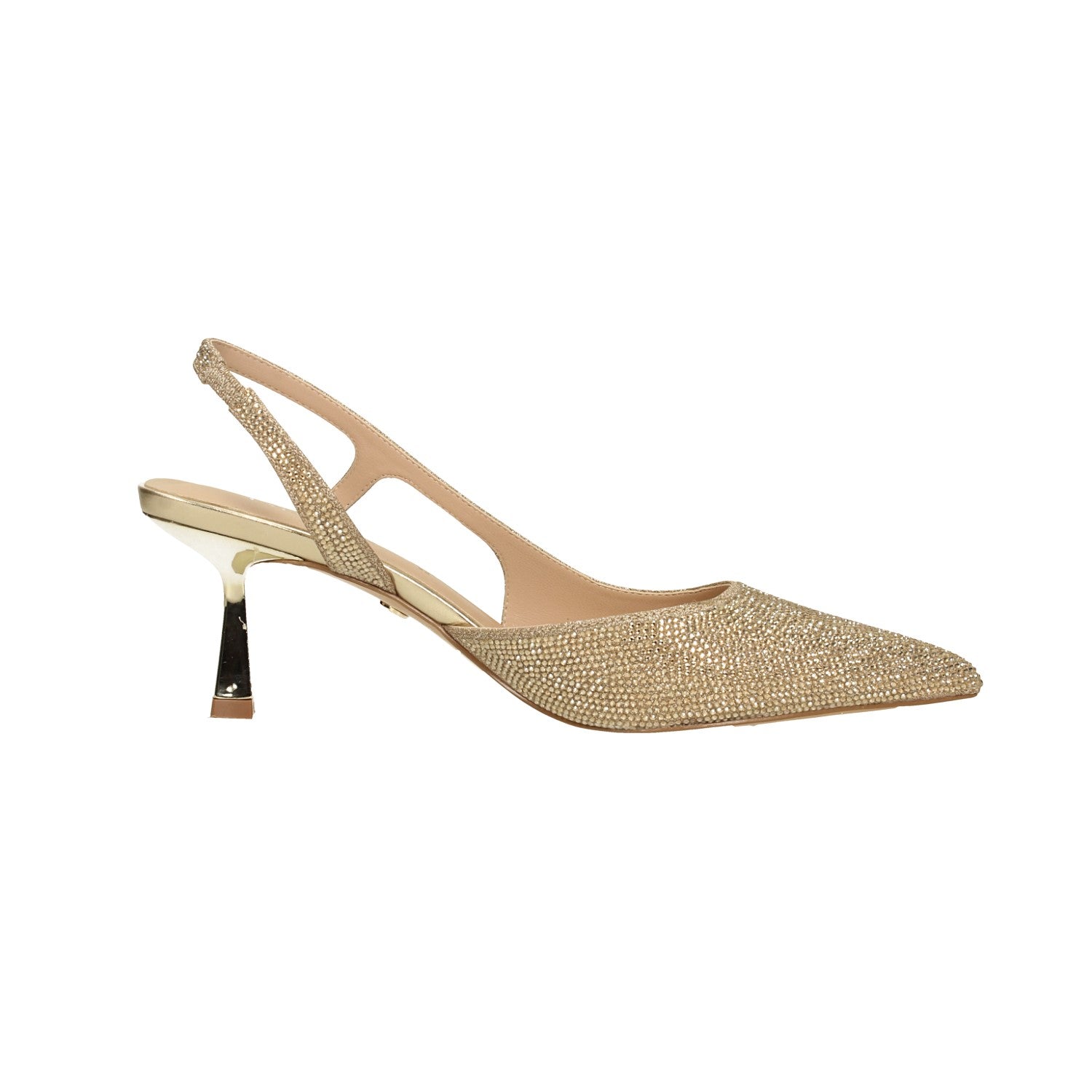 Tata Italia Decollete Slingback Oro Gold Glitter Pumps 4cm High Heel