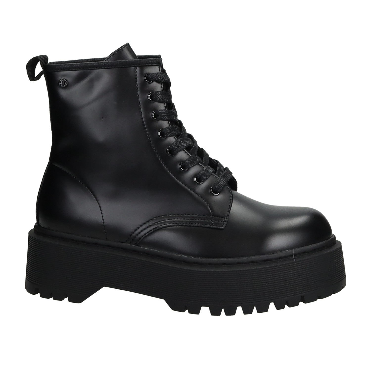 Leather Anfibi Alti Con Plateau Cefalù Stivali Anfibi Neri Alti