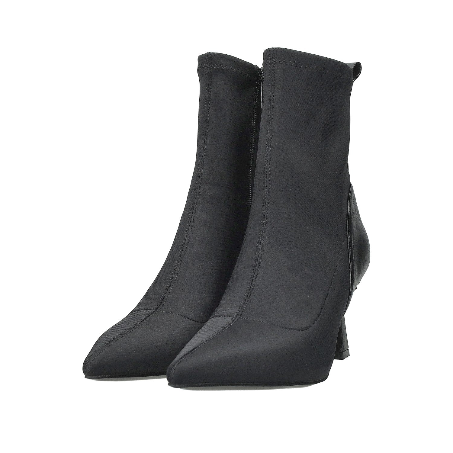 ESSEX GLAM Stivaletto Donna Tacco A Blocco 5,8 Cm - Finto Scamosciato Nero Con Cerniera