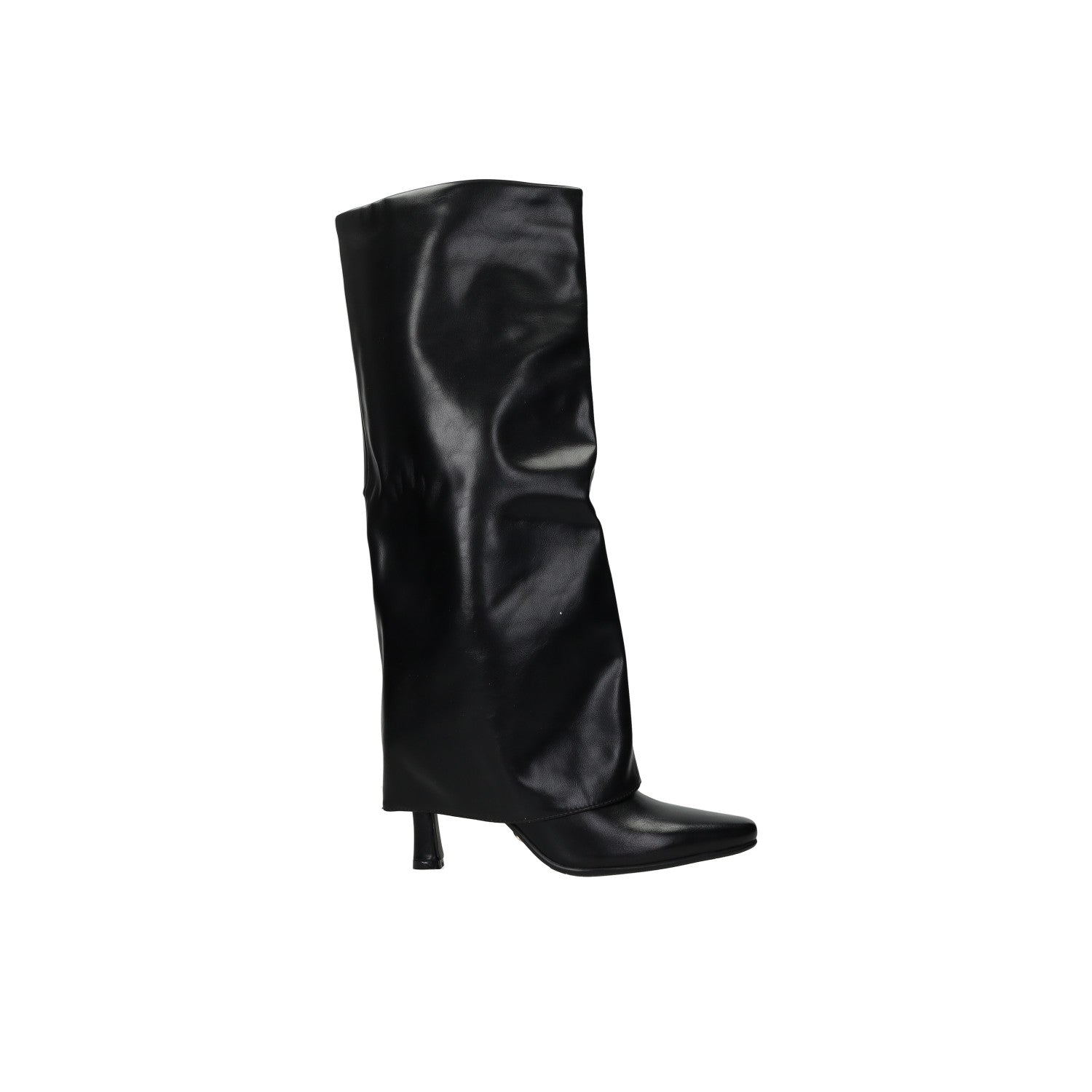 Stivali Invernali Donna In Pelle, Gamba Larga Con Risvolto E Fibbia, Punta Elegante - Perfetti Per Autunno E Inverno, Casual E Raffinati