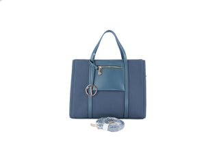 Shopping bag con zip esterna-Blu-TATA Italia