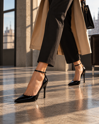 Scarpe décolleté alte da donna con tacco scultoreo e profilo glamour