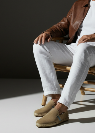 mocassino modello espadrillas  in vero camoscio con suola in gomma