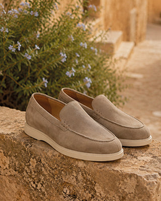 Mocassini Uomo in Suede e Pelle Larry - Beige. Blu e Brown