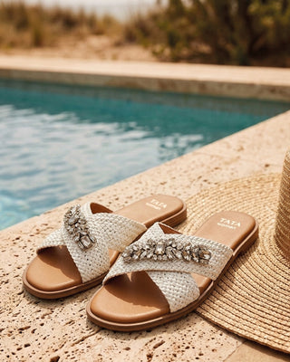 Sandali bassi White con pietre
