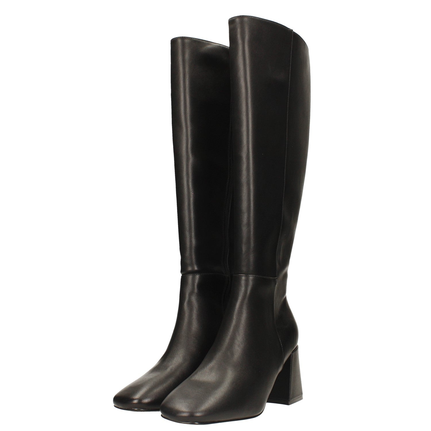 Punta Quadrata Stivali Medio Alti Stivale Punta Quadrata Pelle